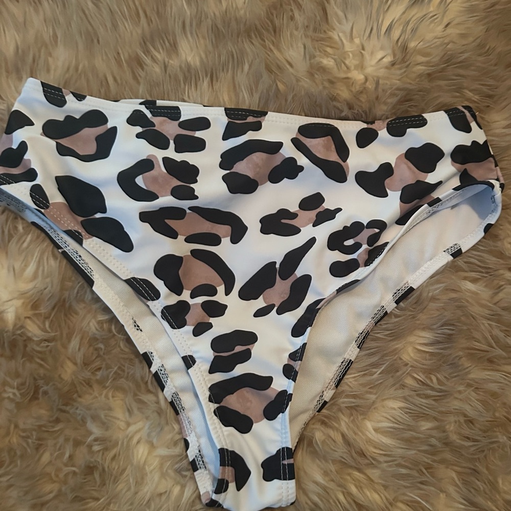 Leopard Print High Waisted Bikini Bottoms